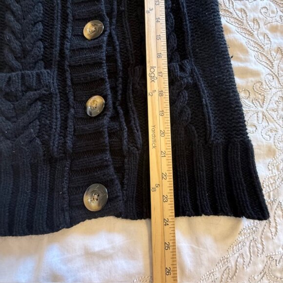 Vintage Old Navy Sweater Women Small Black Hoodie Jacket Chunk Knit button Y2K - Picture 9 of 12
